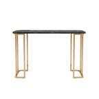 Bureau Jenny 47 pouces, prise de courant USB, pieds en métal doré, marbre noir imitation