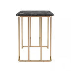 Bureau Jenny 47 pouces, prise de courant USB, pieds en métal doré, marbre noir imitation